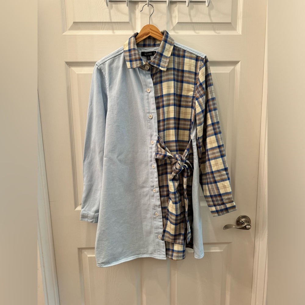 ASOS Missguided Denim/Plaid Dress